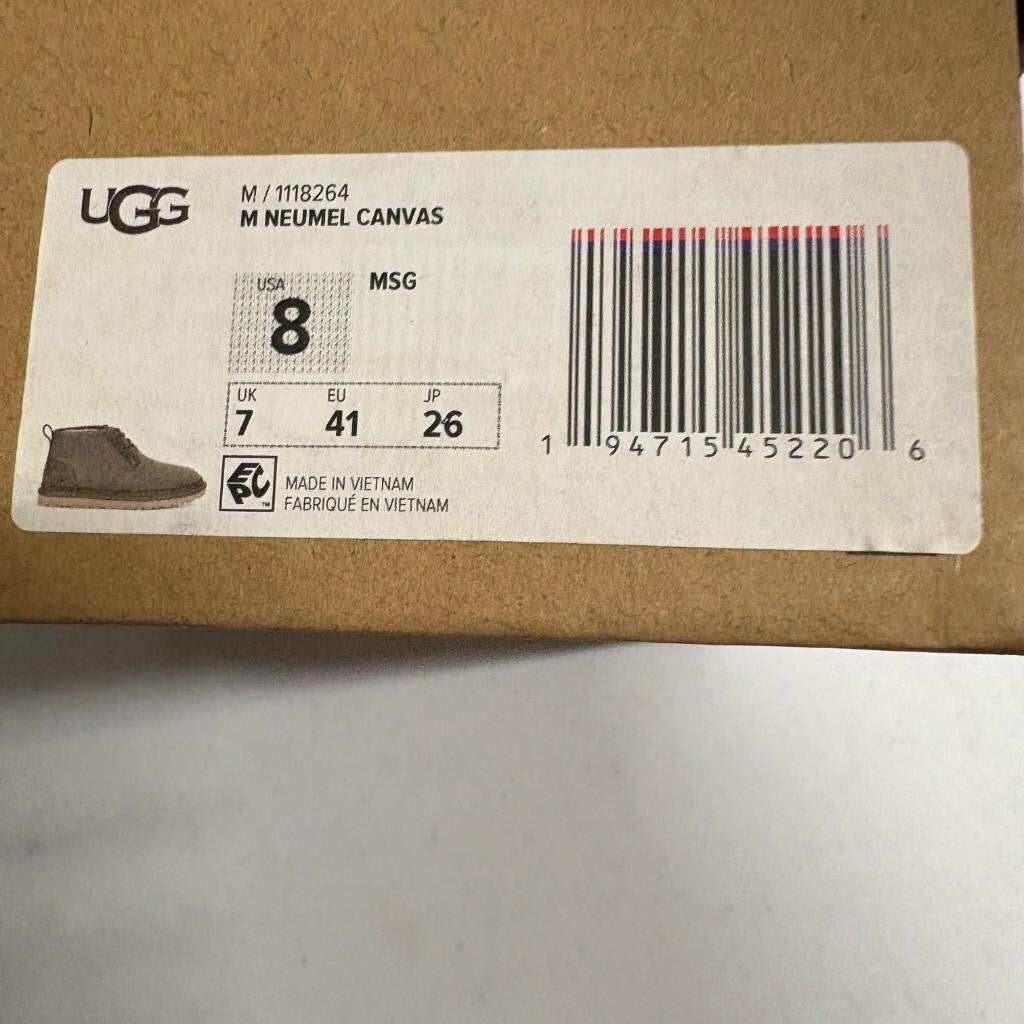 UGG Neumel Canvas Moss Green Mens Boots Size 8 Wool Lined Chuka Boots 1118264