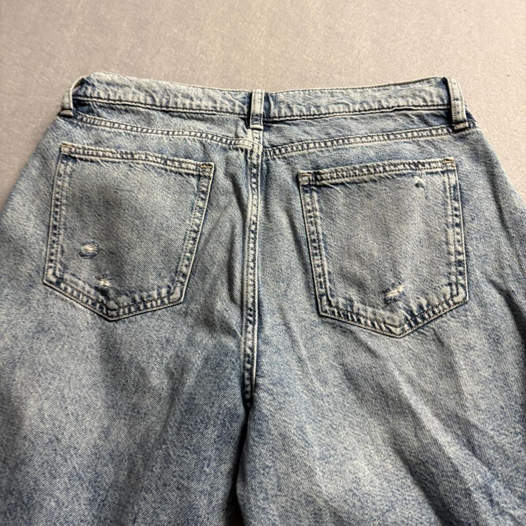 Arizona Jean Co Womens 10 Low Rise Baggy Jeans Blue Acid Wash Distressed Wide