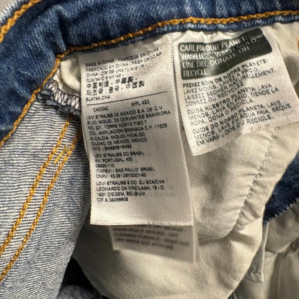 Levi's Premium Ribcage Straight Jeans Womens 29 Blue Denim High Rise Button Fly