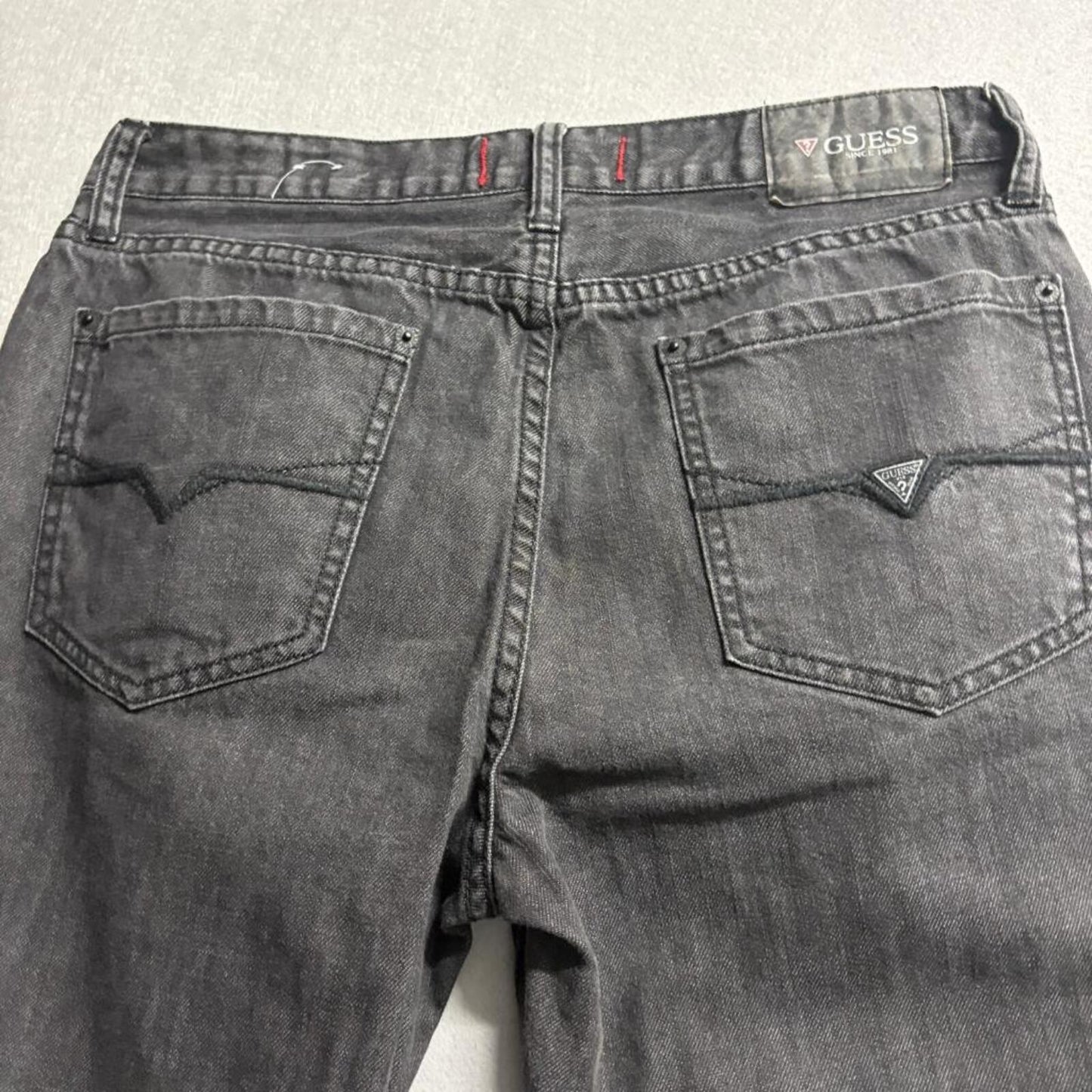 Guess Jeans Mens 32x28 Gray Regular Straight Crescent Fit Denim Pants 32x29