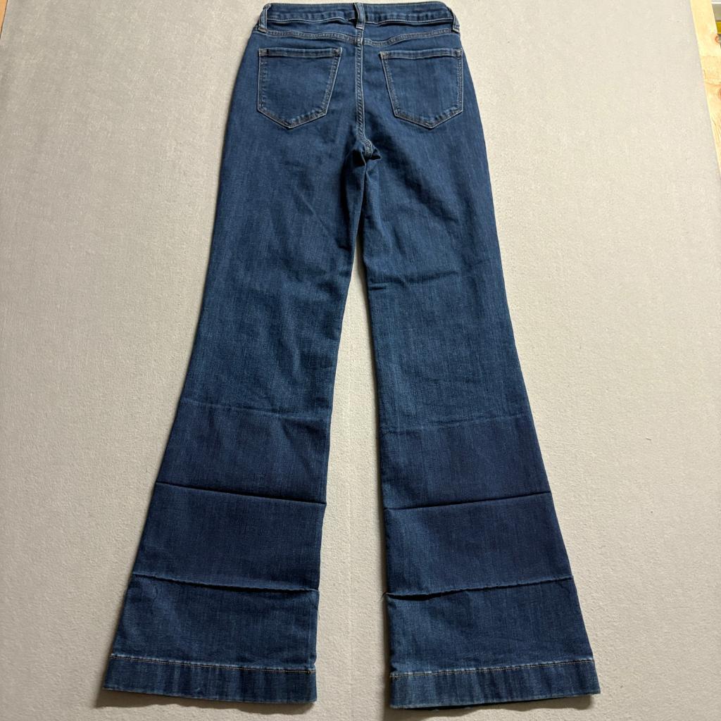 Lauren Conrad Flare Jeans Womens 4 Blue Denim High Rise Patch Pocket Boho 30