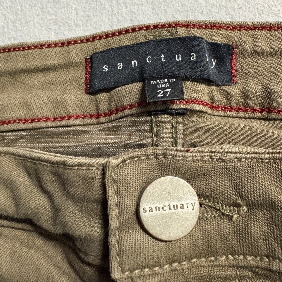 Sanctuary Skinny Cargo Pants Womens 27 Olive Green Utility Zipper Details