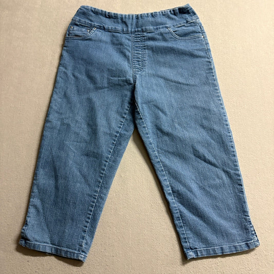 Blair Womens Pull On Denim Crop Pants Size 10 Blue Stretch Elastic Waist Capris