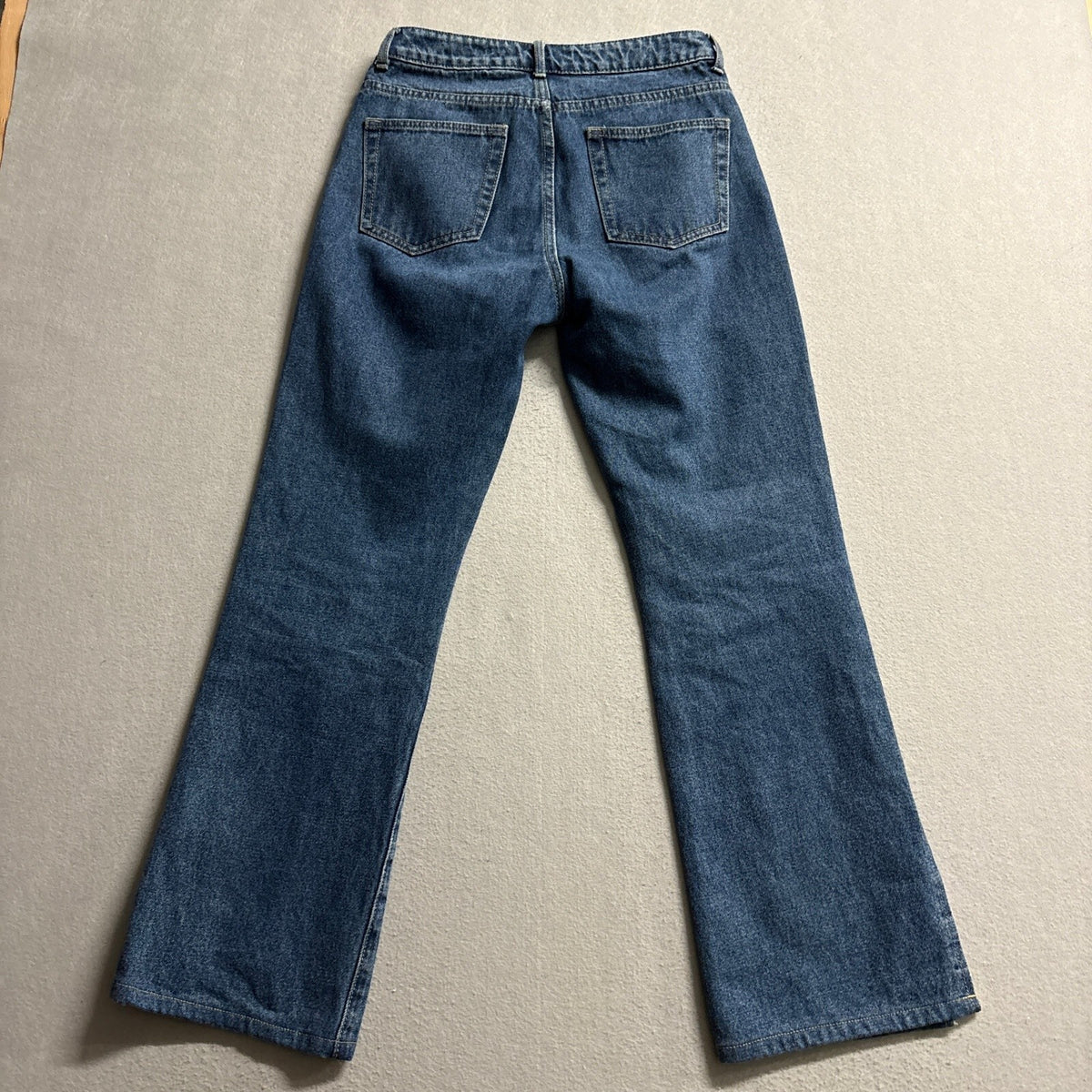 Adika Women Jeans Small Blue High Rise Straight Distressed Knee Side Slit Hem