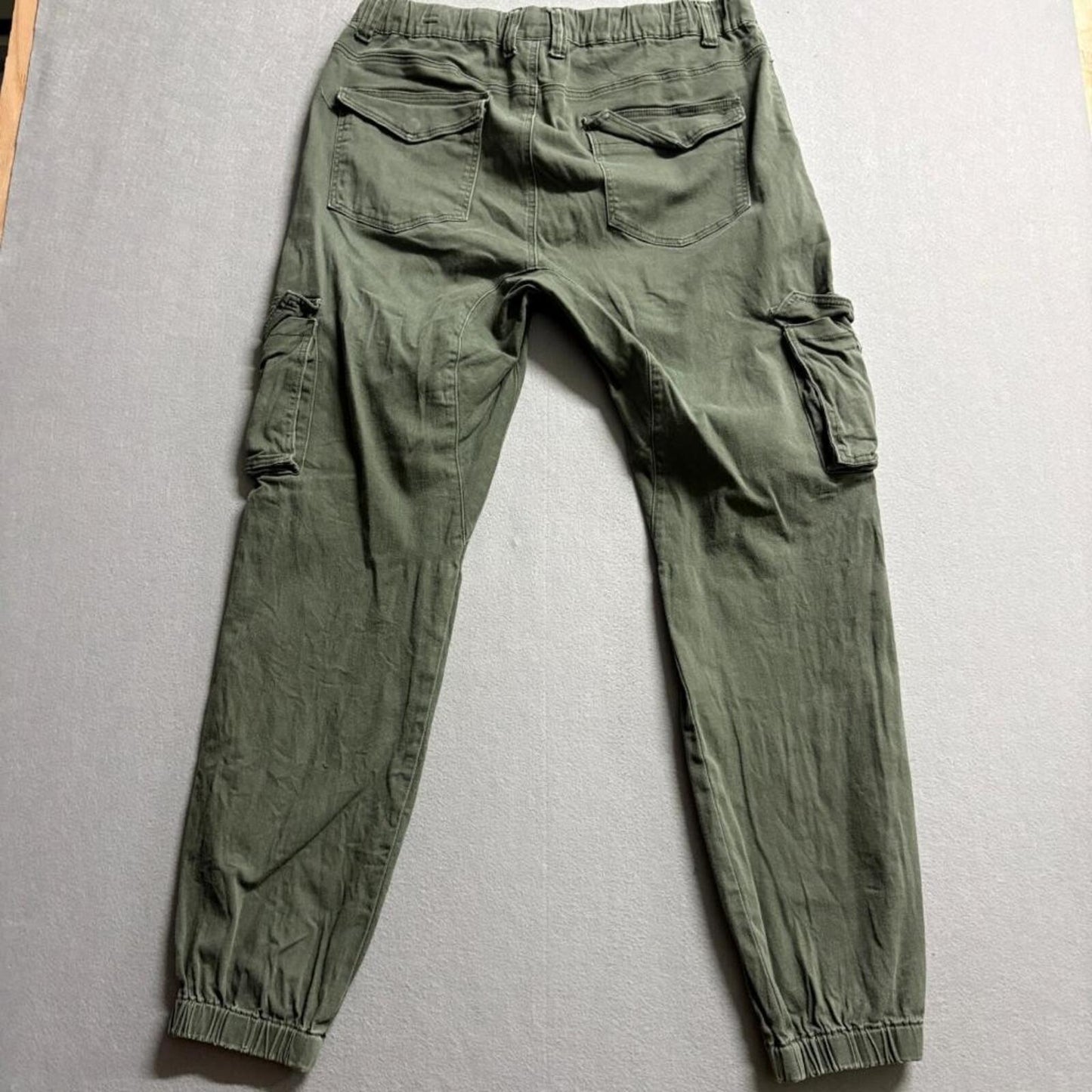 Victorious Mens Cargo Jogger Pants XL Green Cotton Blend Elastic Waist