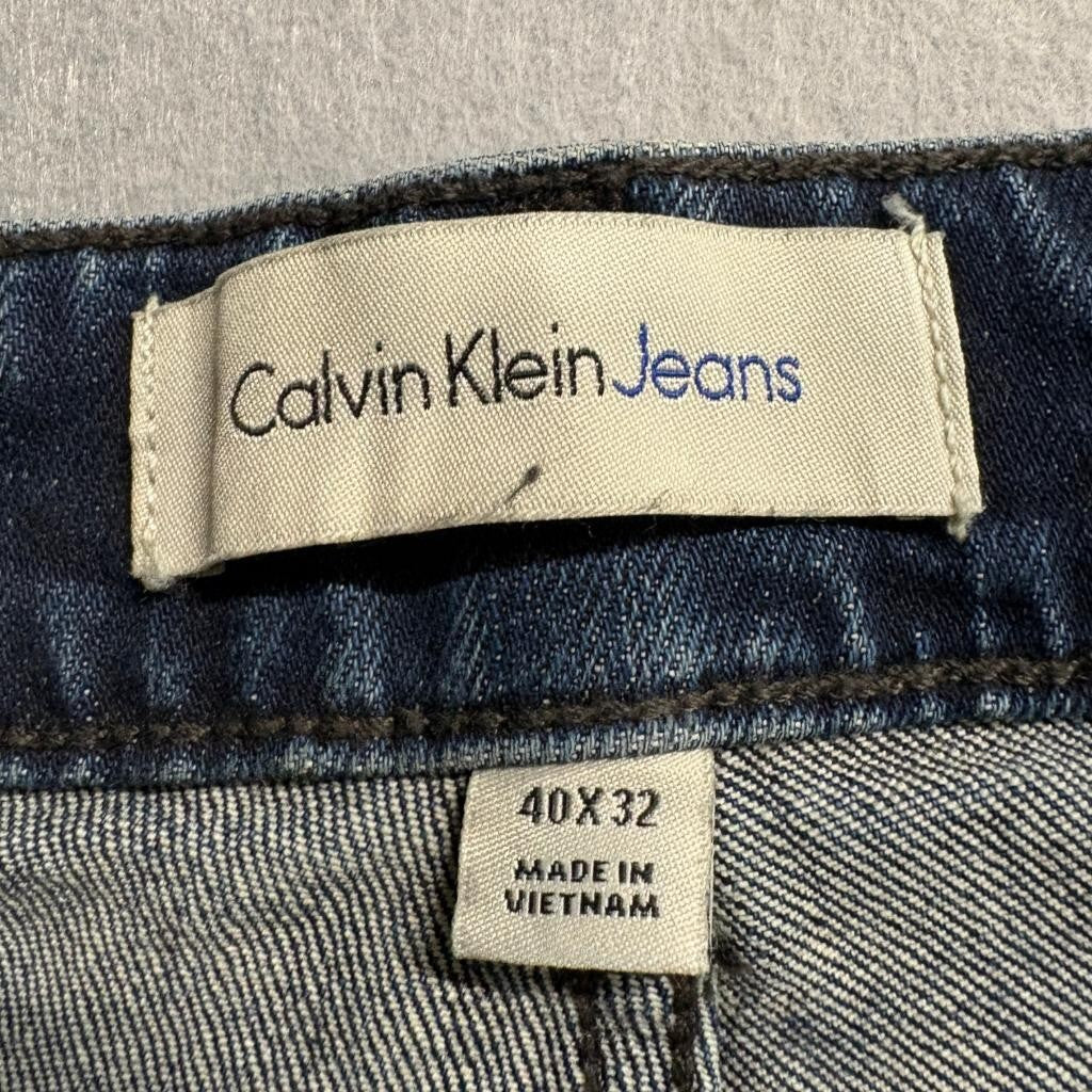 Calvin Klein Jeans Mens 40x32 Slim Straight Blue Denim Jeans Measured 40x30
