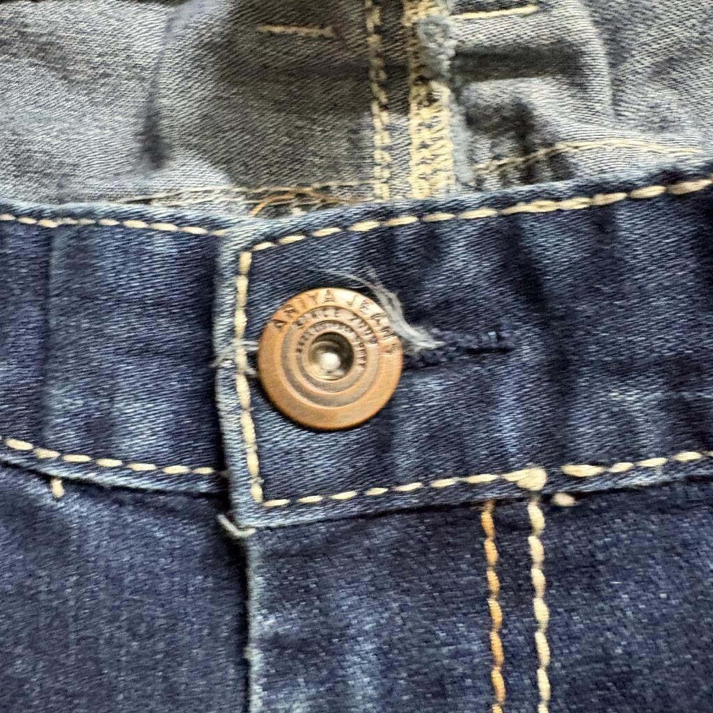 Ariya Jeans Womens 13/14 Tall Blue Bootcut Denim Thick Stitch Flap Pocket