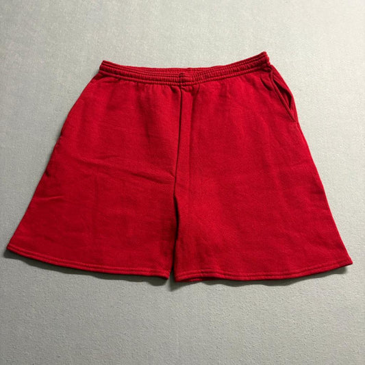 Vintage Lee Sweat Shorts Mens Large Red Cotton Blend Fleece Drawstring Made in