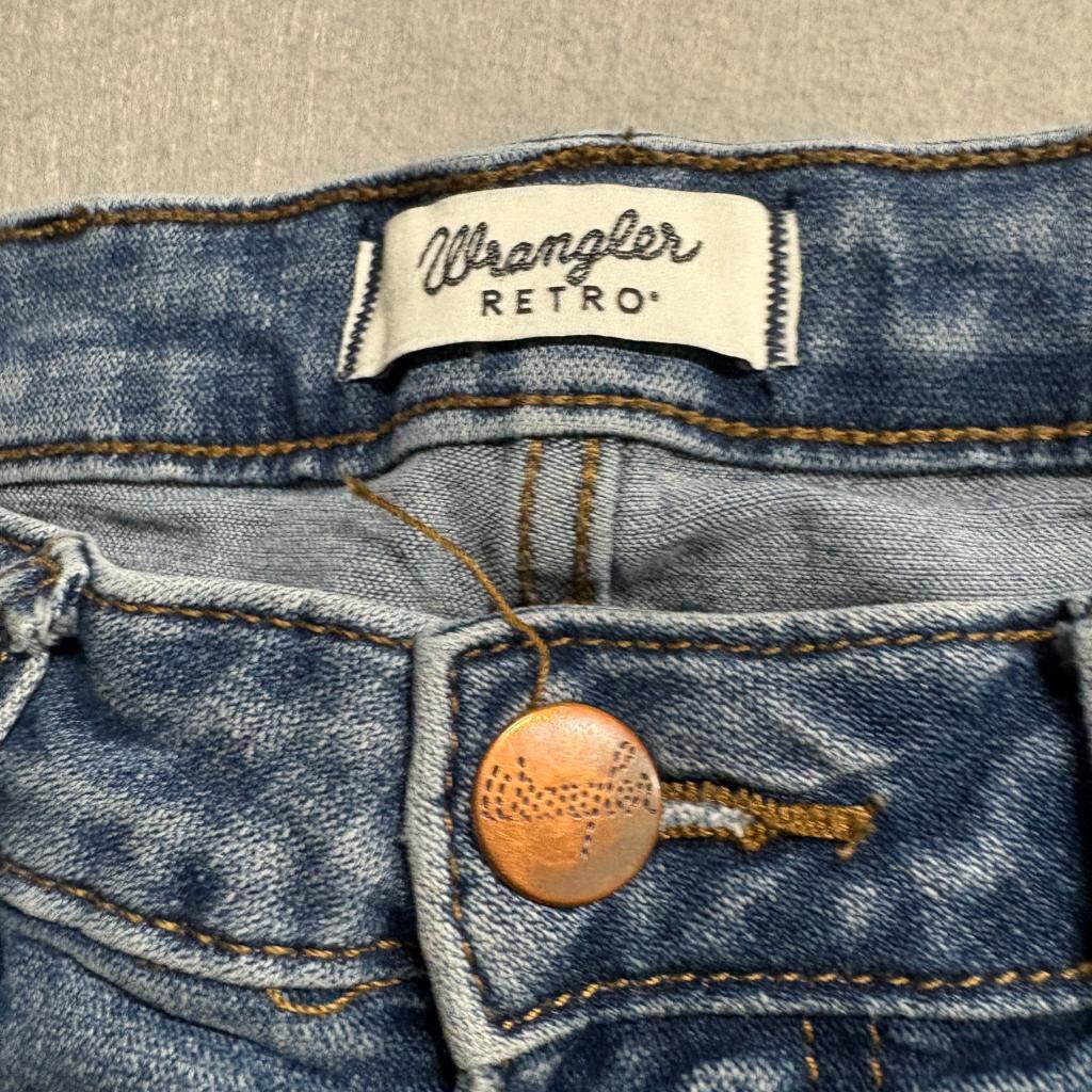 Wrangler Retro Womens Flare Jeans Size 25 x 32 Blue Denim High Rise Wide Leg