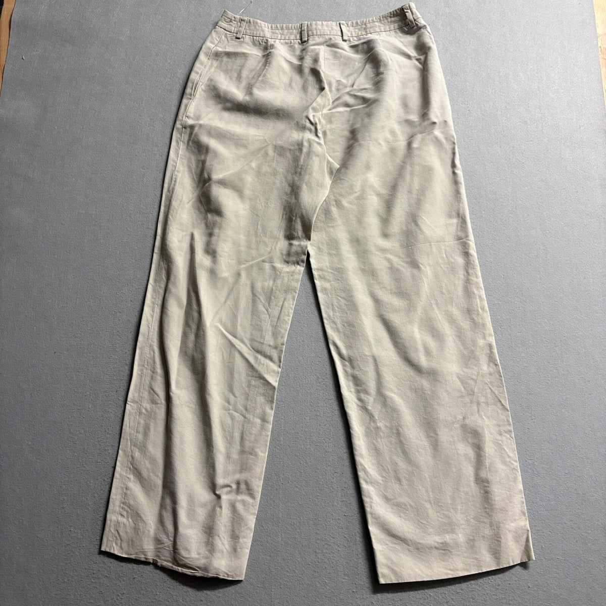 Giorgio Armani Borgonuovo 21 Pants Womens 46 Beige Cotton Viscose Wide Leg Italy