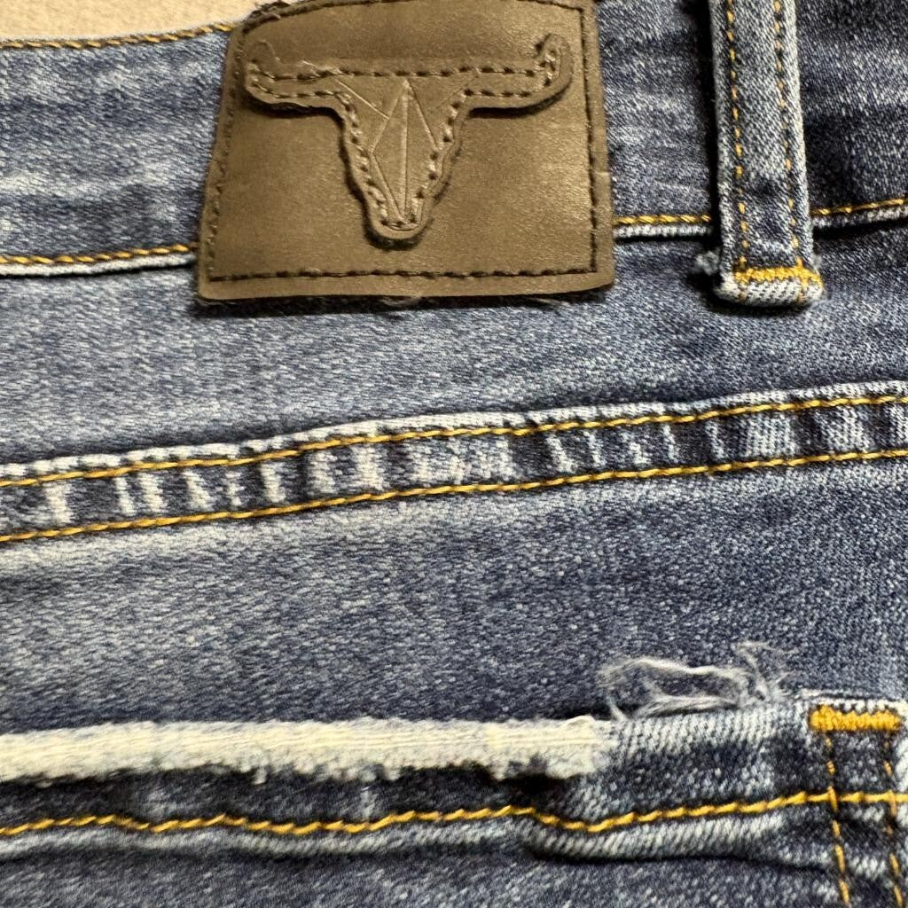 Lucky and Blessed L&B Mid Rise Boyfriend Jeans Womens Plus Size Blue Denim