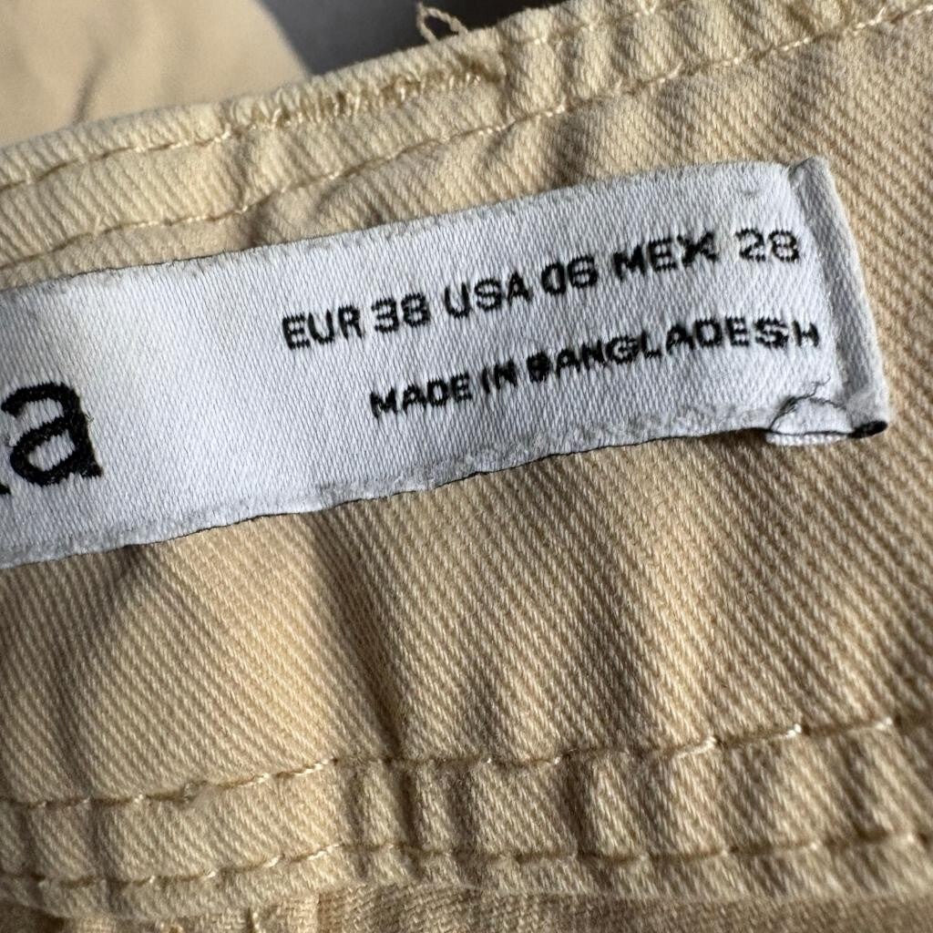Bershka Cargo Pants Womens Size 6 Beige Medium Rise Straight Leg Utility Y2K