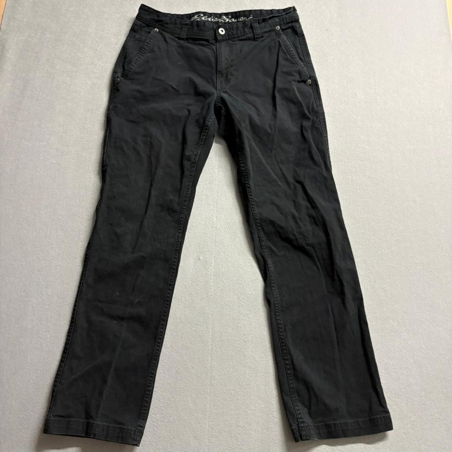 Eddie Bauer Canvas Utility Pants Mens 32x32 Black Classic Fit Cotton Stretch