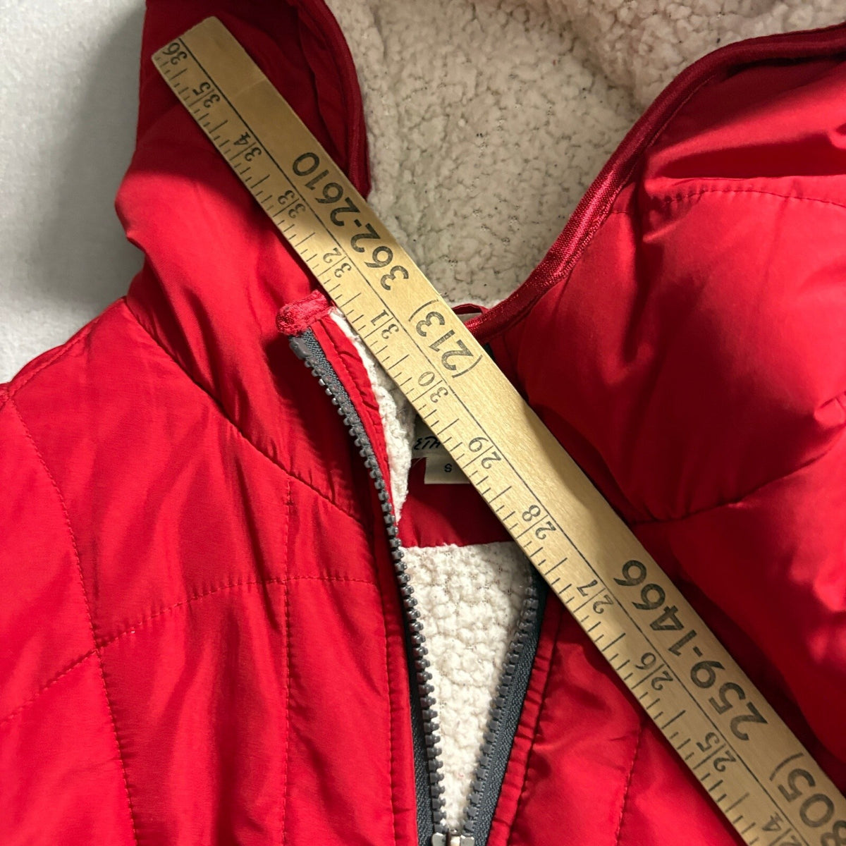 Kenneth Cole New York Puffer Jacket Womens Small Red Sherpa Lined Hooded Coat