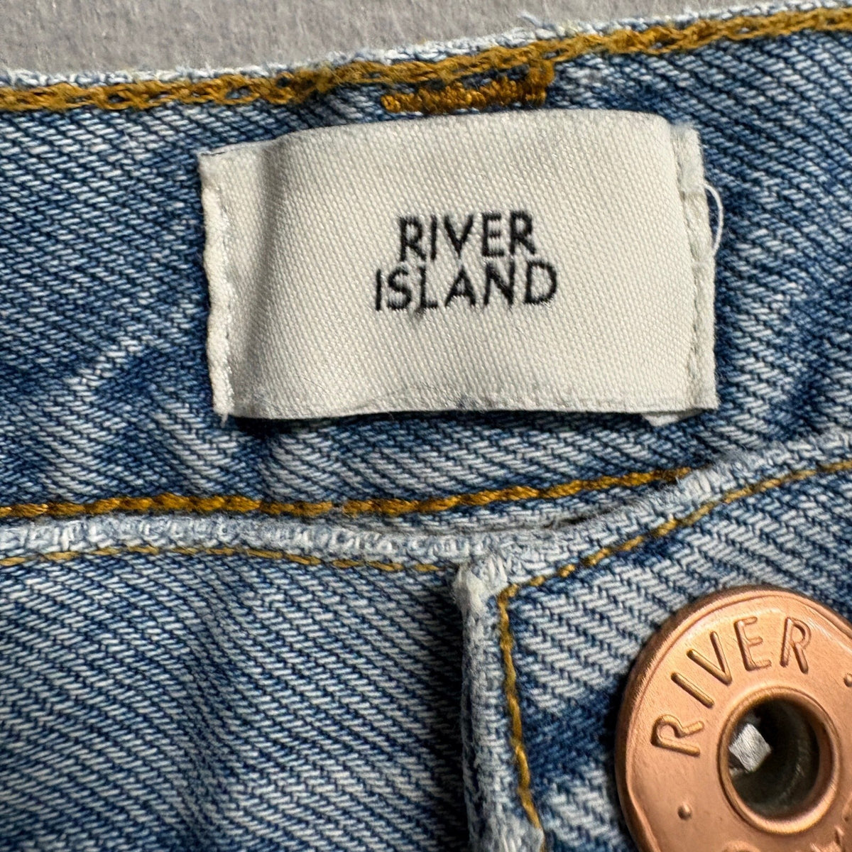 River Island Cropped Kickflare Jeans Womens US 2 UK 6R Distressed Blue Denim