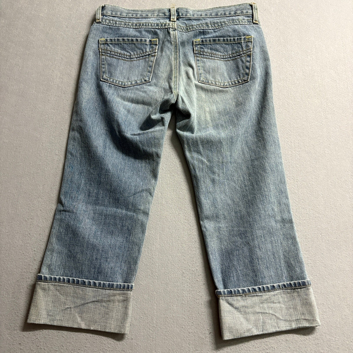 Old Navy Blue Jeans Womens Size 8 Capri Cuffed Crop Denim Low Waist Y2K Blue
