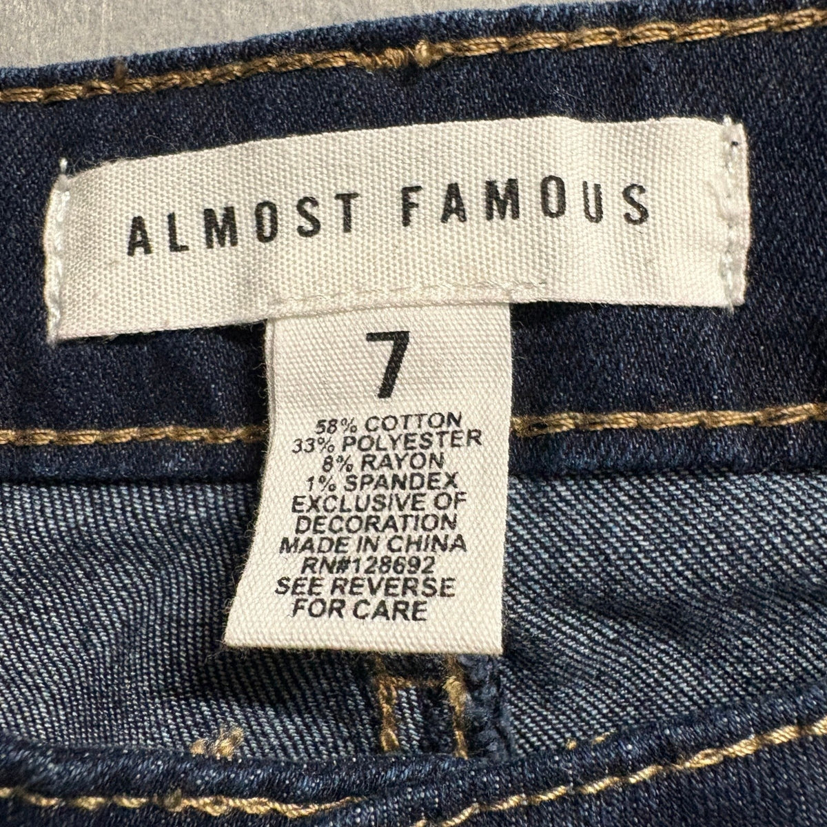 Almost Famous Women Bootcut Flare Jeans Size 7 Dark Wash Blue Stretch Denim