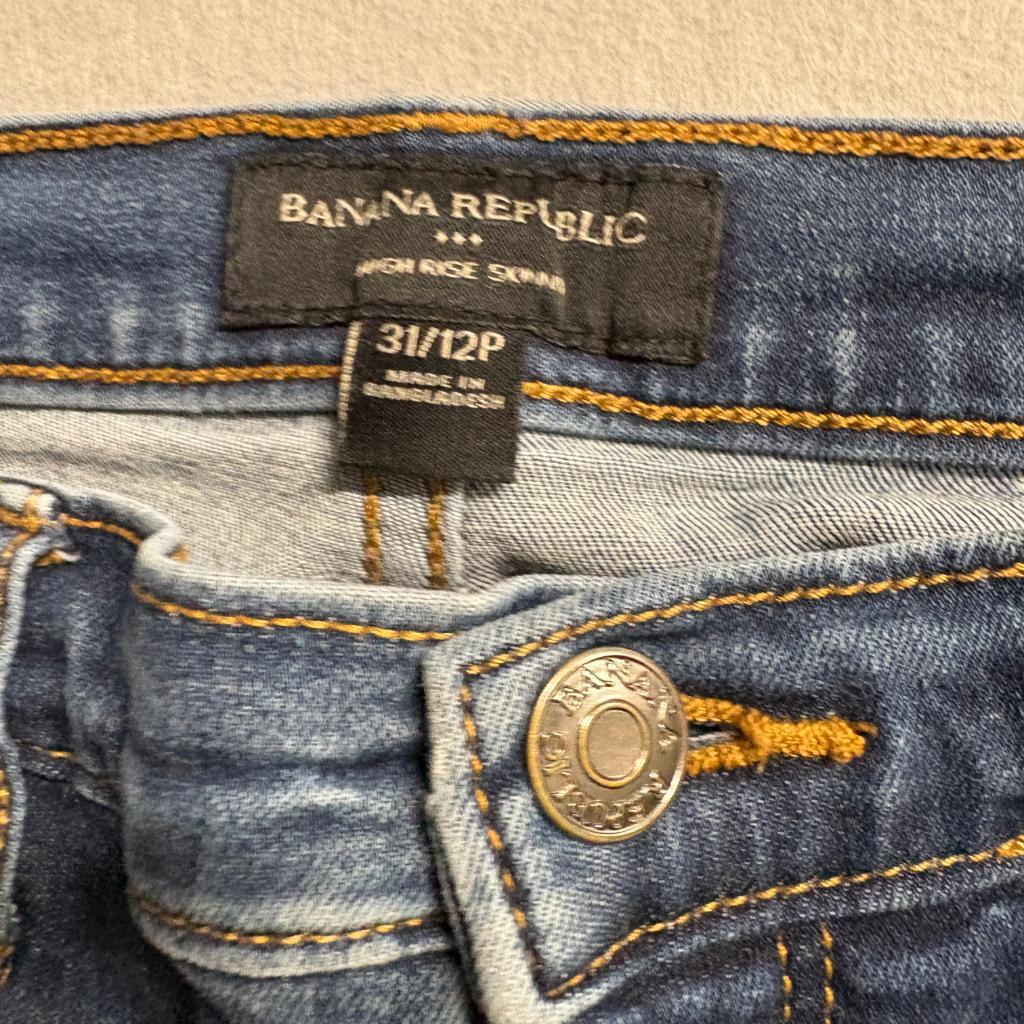 Banana Republic High Rise Skinny Jeans Womens 31/12P Blue Washwell Denim Petite