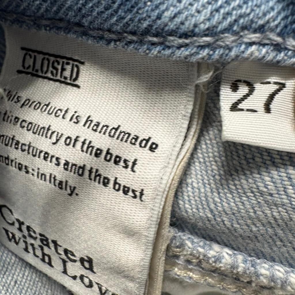 Closed Jeans Womens 27 Light Wash Denim Fringed Raw Waistband Handmade Italy