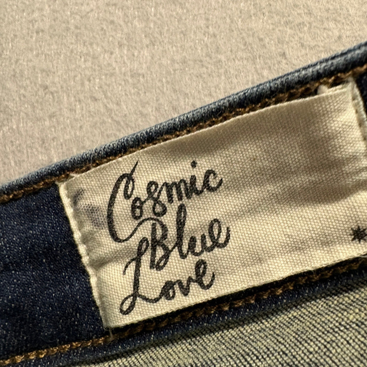 Cosmic Blue Love Moody Jeans Womens 30T Blue Denim Raw Hem Straight Leg Stretch