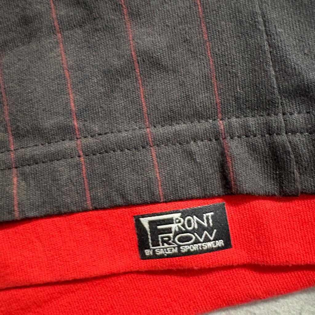 Vintage Salem Sportswear Front Row Pinstripe Shorts Womens XL Black Red Cotton