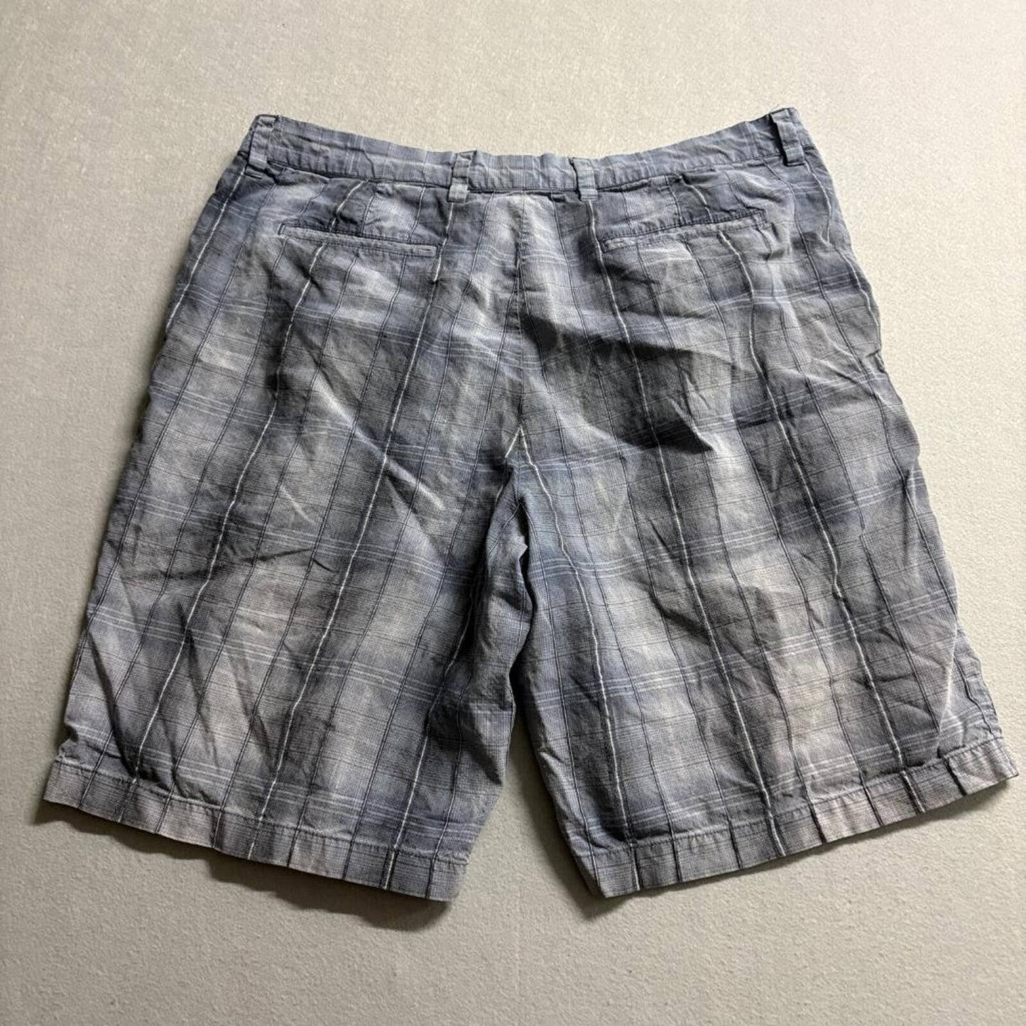 Tommy Bahama Mens 36 Linen Silk Blend Plaid Chino Shorts Blue Casual