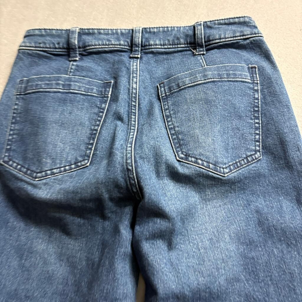 Gap 70s Flare Jeans Womens 8 29R Blue Sailor Button High Rise Stretch Denim