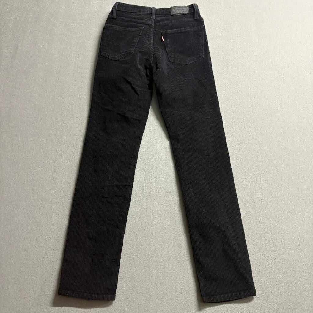 Levis 724 High Rise Straight Corduroy Pants Womens 24 Black Stretch Cord Jeans