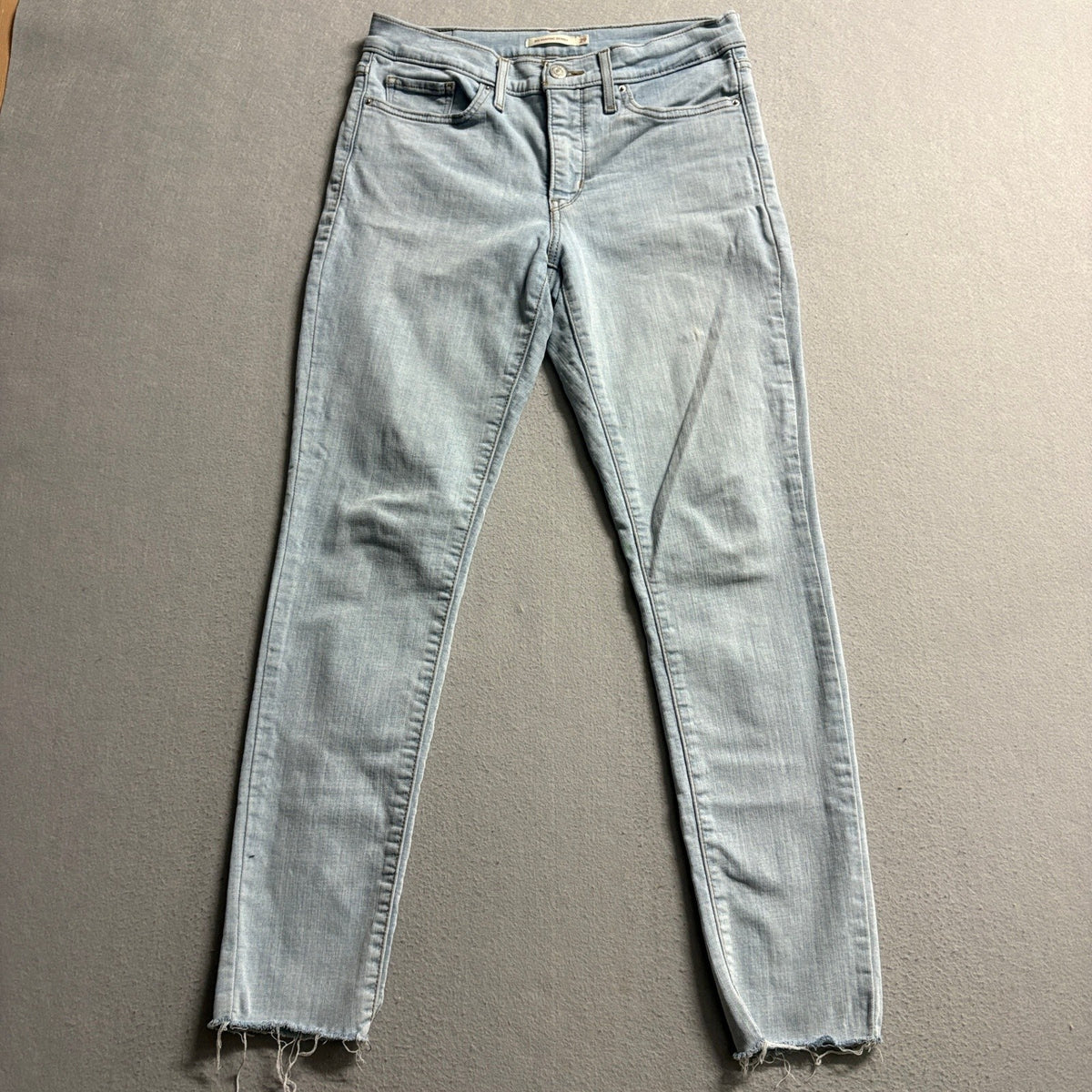 Levis 311 Shaping Skinny Jeans Womens W29 Light Wash Raw Cut Hem Stretch Blue