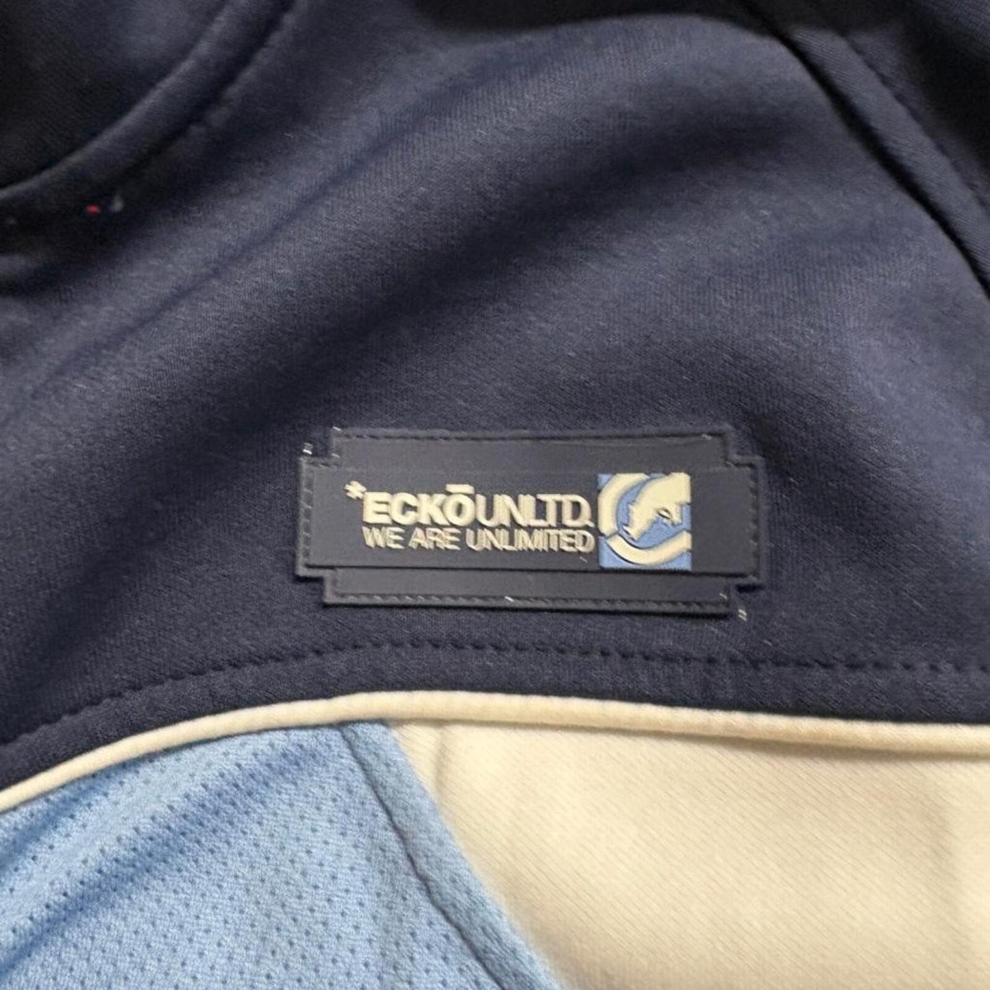 Ecko Unltd Track Jacket Mens XL Blue Full Zip Rhino Logo Y2K Streetwear