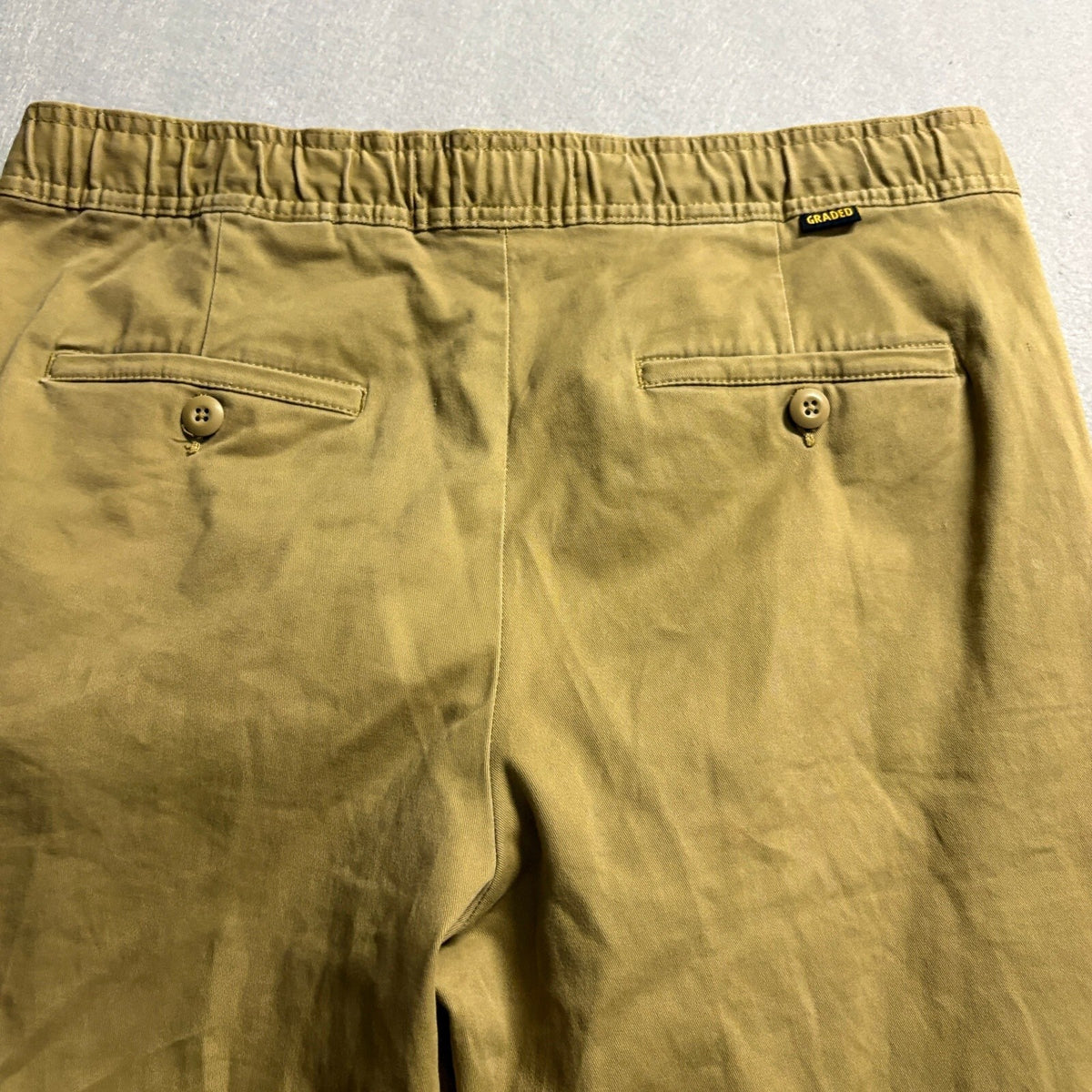 H&M LOGG Mens Small Beige Khaki Jogger Pants Slim Fit Stretch Elastic Waist Cuff