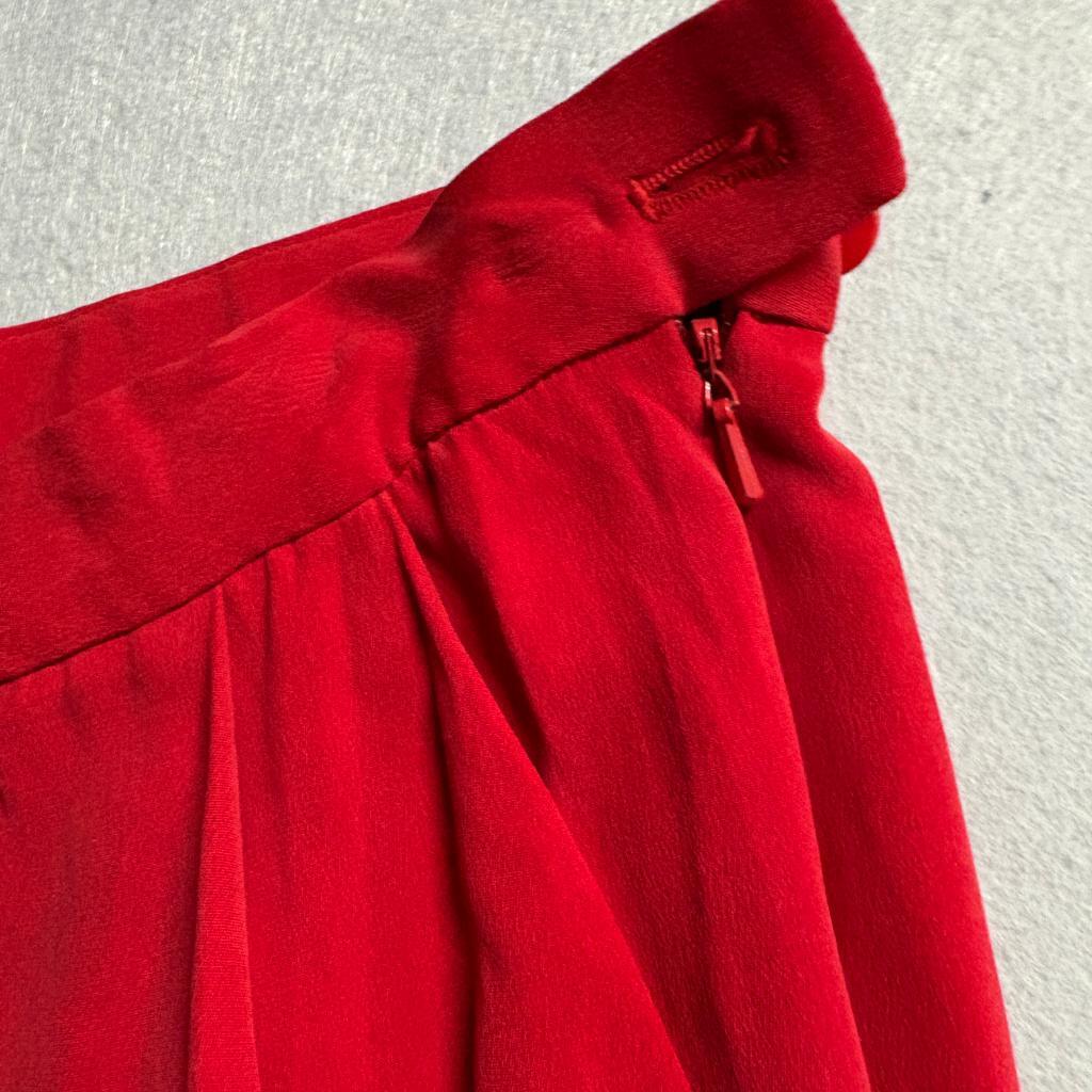 Peter Nygard Silk Pants Womens 12 Red Wide Leg Pleated High Rise Dress Trousers