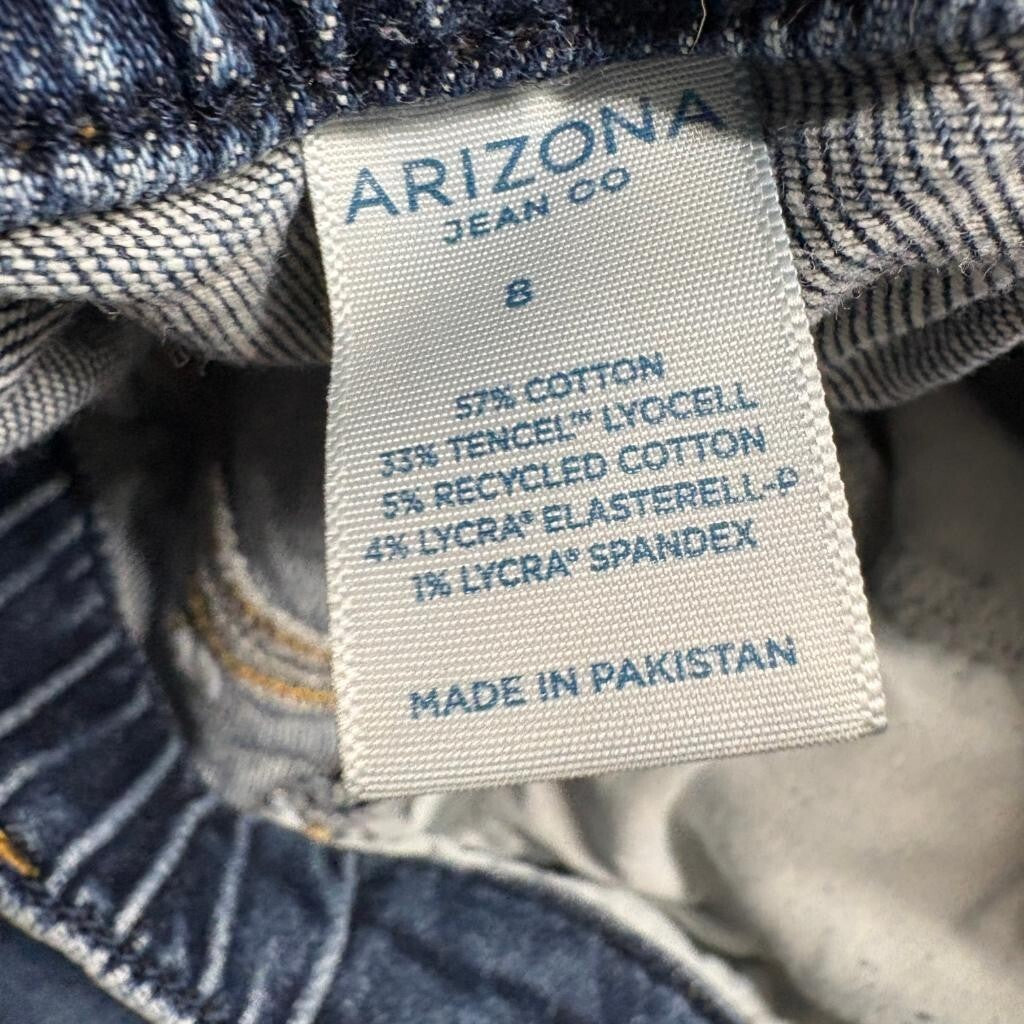 Arizona Jean Co Flare Jeans Girls Size 8 Blue Denim Stretch Elastic Waist