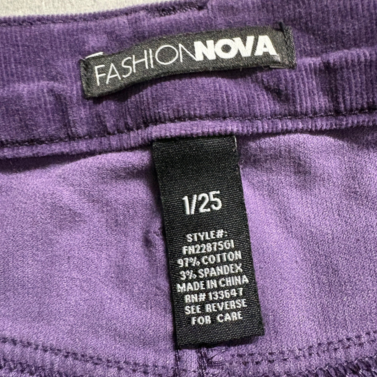 Fashion Nova Womens Purple Corduroy Flare Pants Button Fly Front Pocket Size