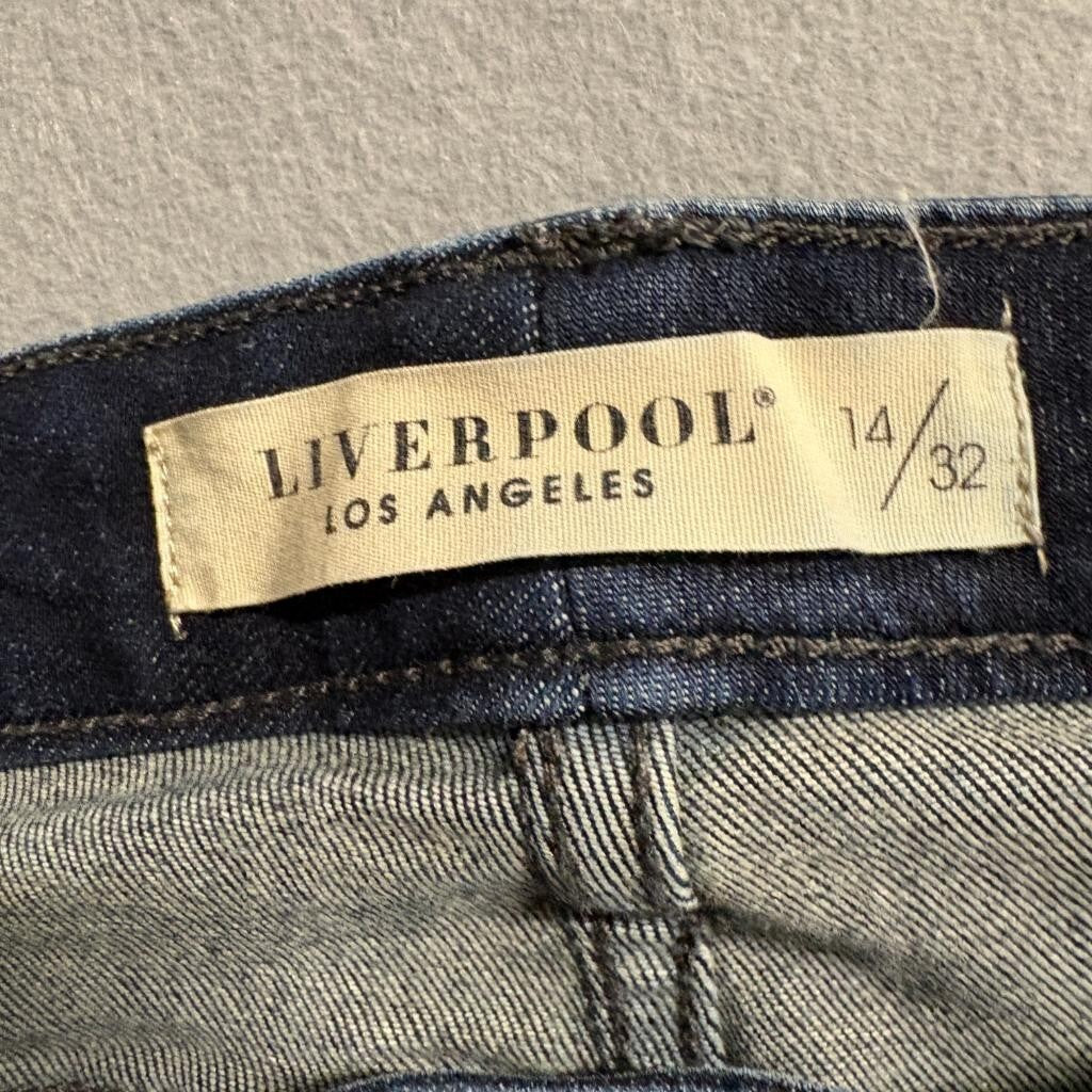 Liverpool Los Angeles Skinny Jeans Womens 14/32 Eco Logical Dark Acid Wash Blue