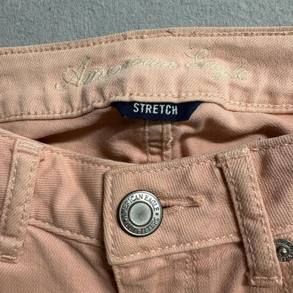 American Eagle Stretch Skinny Jeans Womens 00 Pink Peach Denim Low Rise