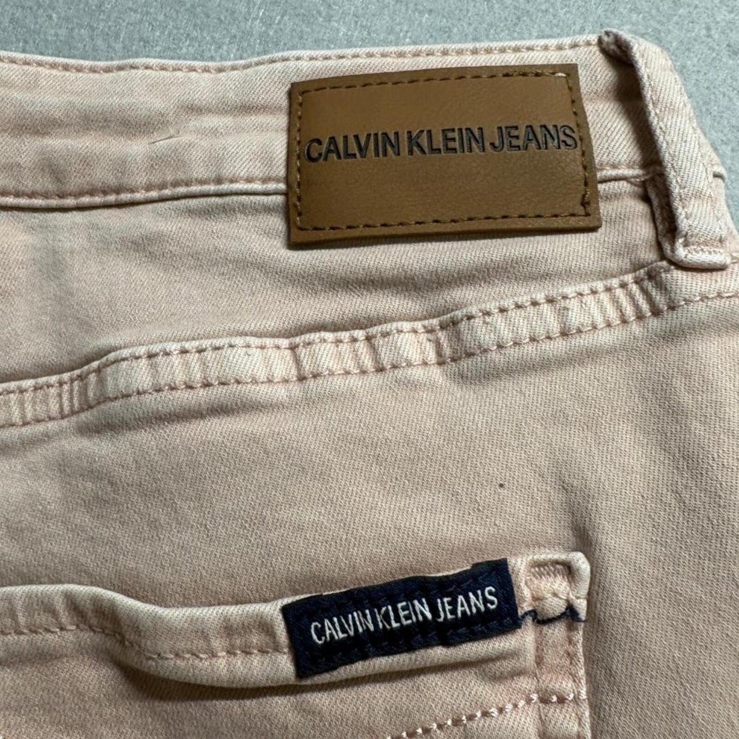Calvin Klein Jeans Womens 10 Pink Peach Skinny Slim Denim Pants Stretch