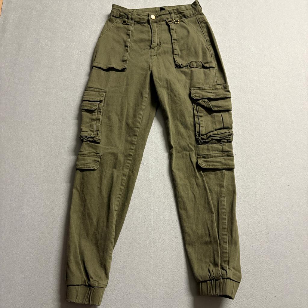 Windsor Womens Small Olive Green Cargo Jogger Pants High Rise Utility Pockets