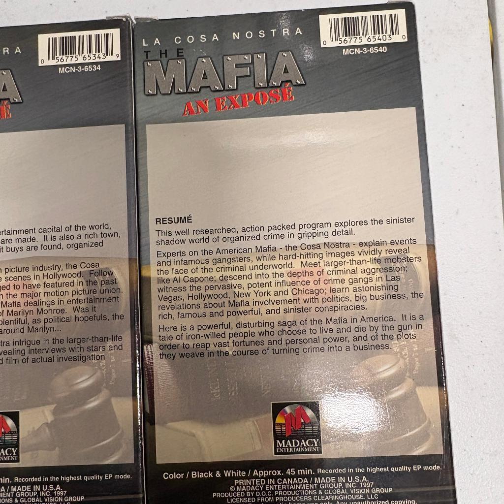 The Mafia An Expose La Cosa Nostra VHS Lot of 10 Gotti Al Capone Hoffa Vegas