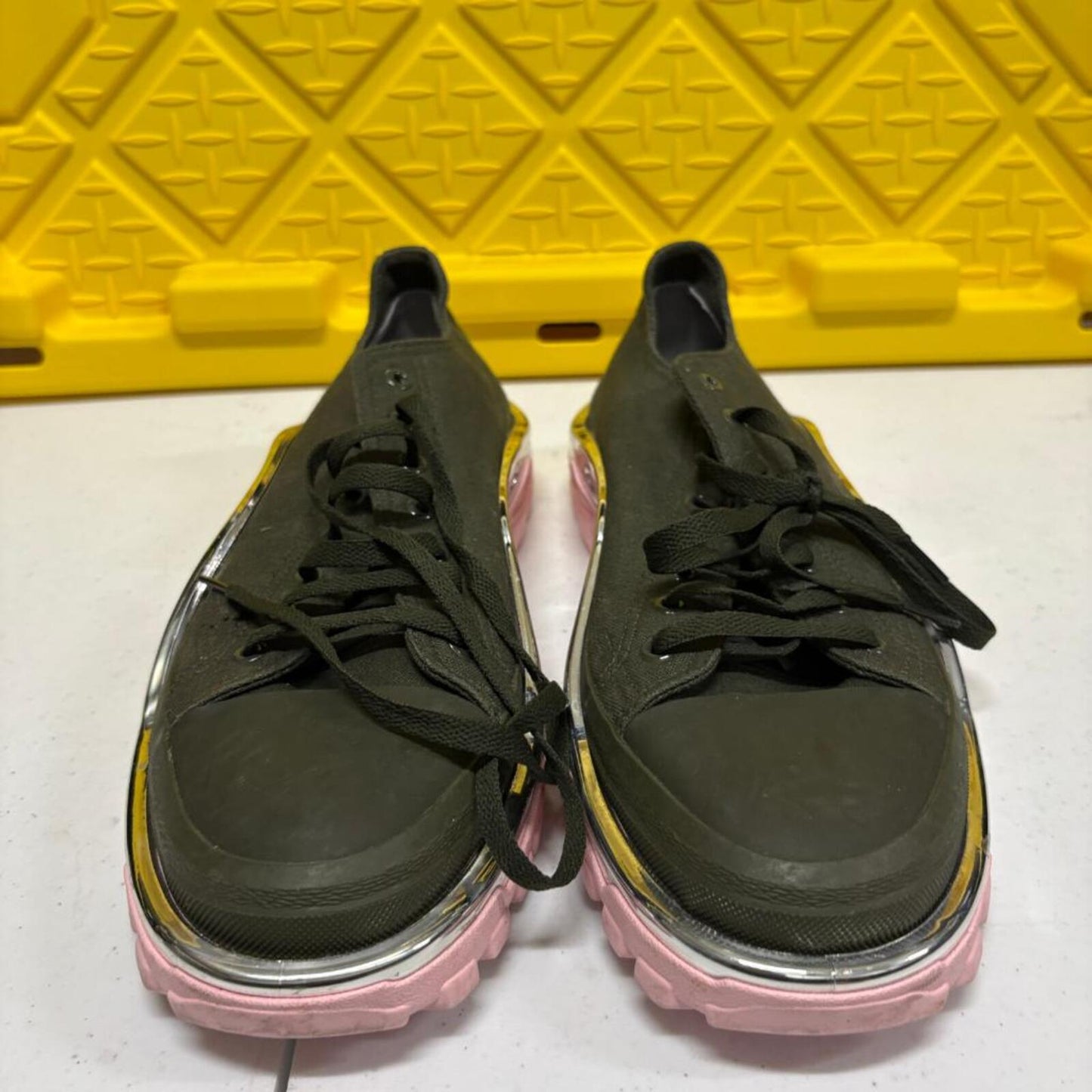 Adidas Raf Simons Detroit Runner Mens Size 11 Olive Green Pink Chrome F34244