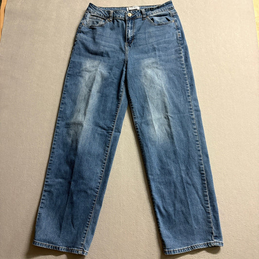 Wax Jean Collection Womens High Rise Wide Leg Straight Jeans Blue Size 13/31