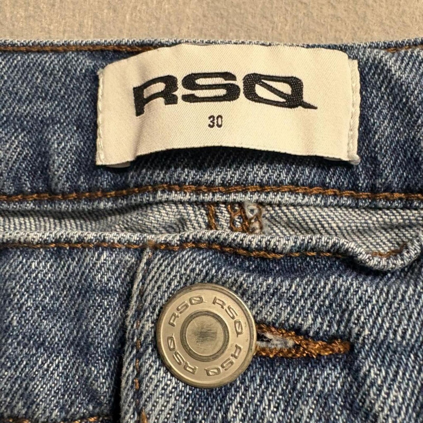 RSQ Carpenter Jeans Womens Size 30 Blue Denim Wide Leg High Rise Utility Pants