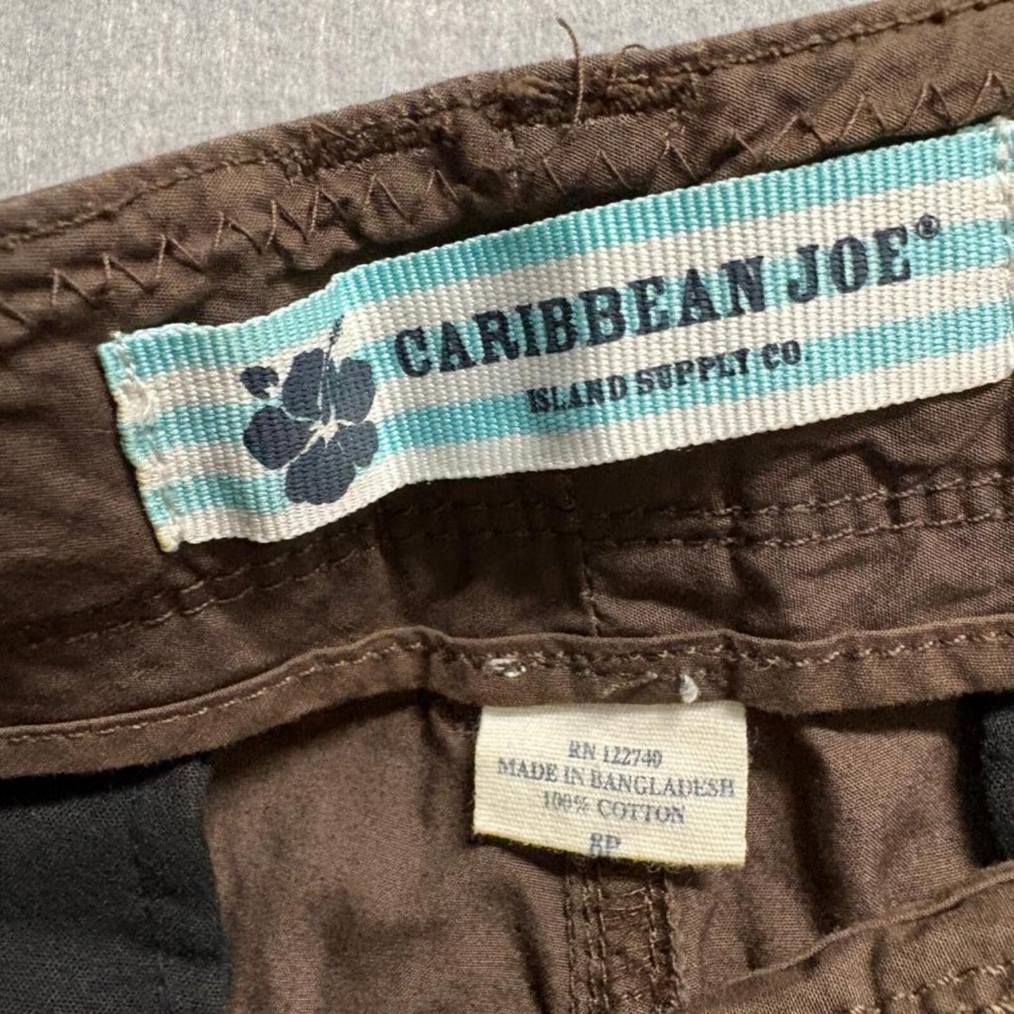 Caribbean Joe Crop Pants Womens 8 Brown Cotton Utility Cargo Capris