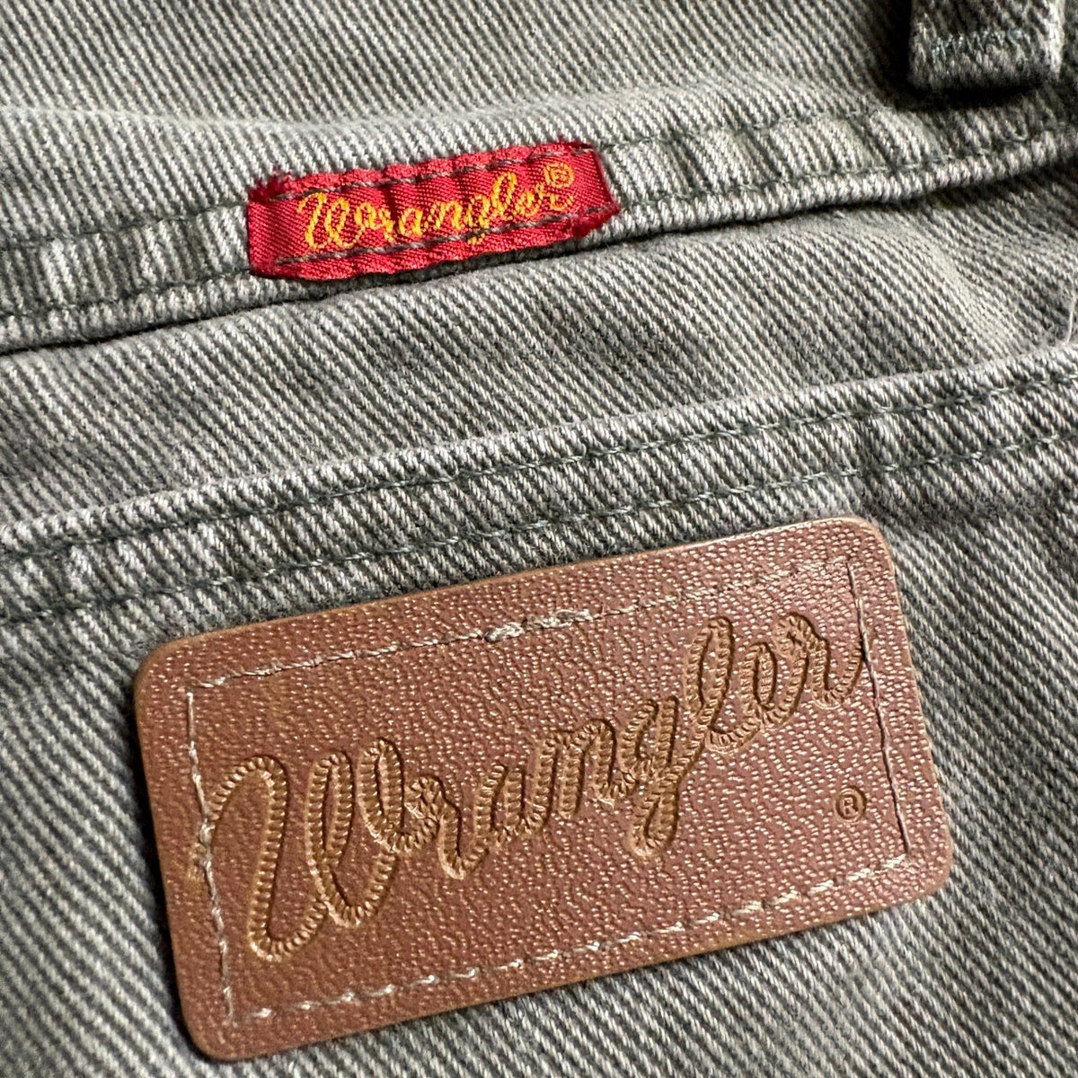 Wrangler High Rise Straight Leg Jeans Womens Green Gray Raw Hem Denim