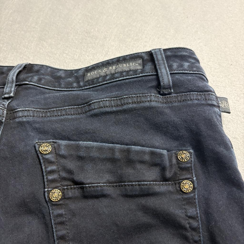 Rock and Republic Kashmiere Skinny Jeans Womens 18W Short Black Denim Stretch
