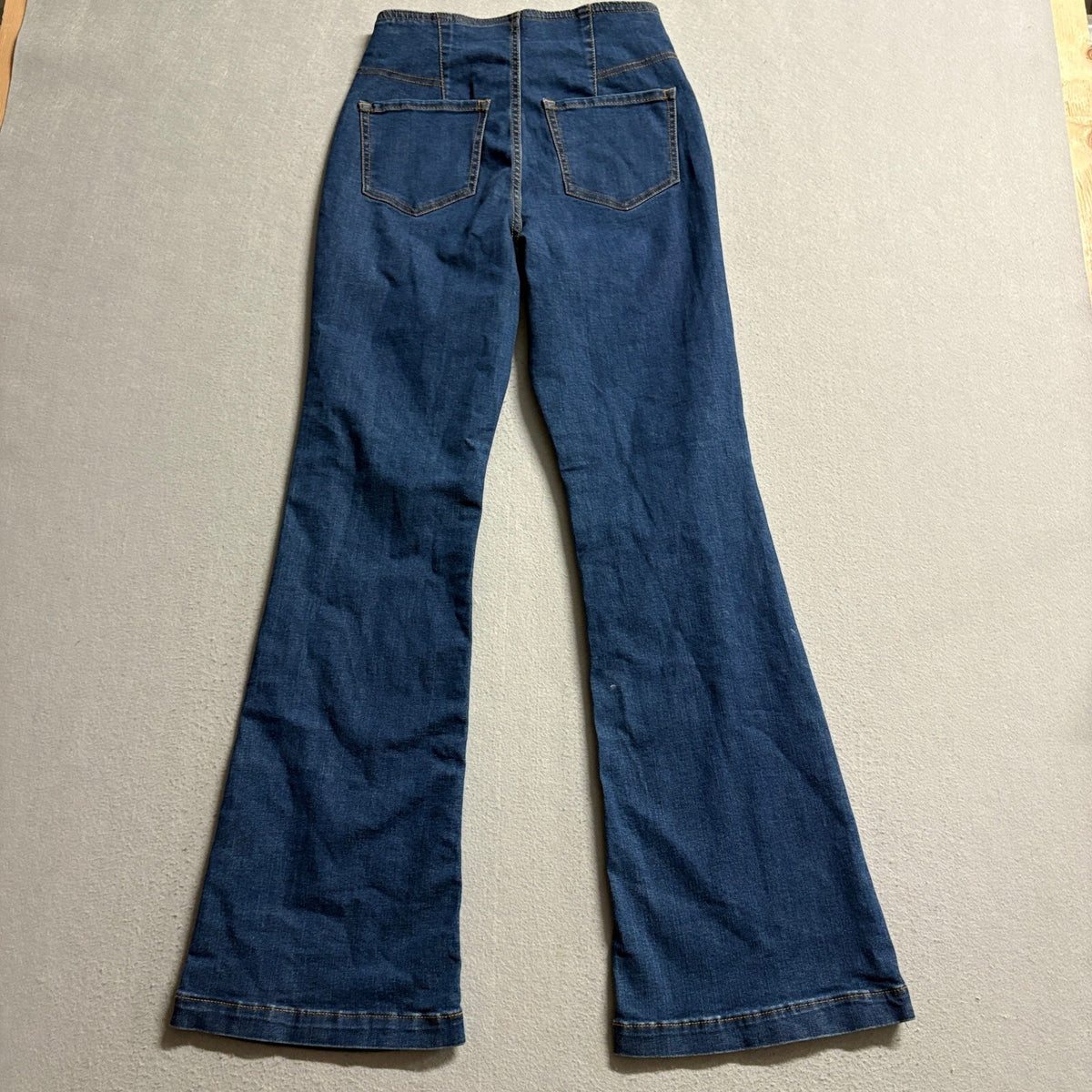 Knox Rose High Rise Flare Flare Jeans Womens Size 6 Pull On Elastic Waist Blue