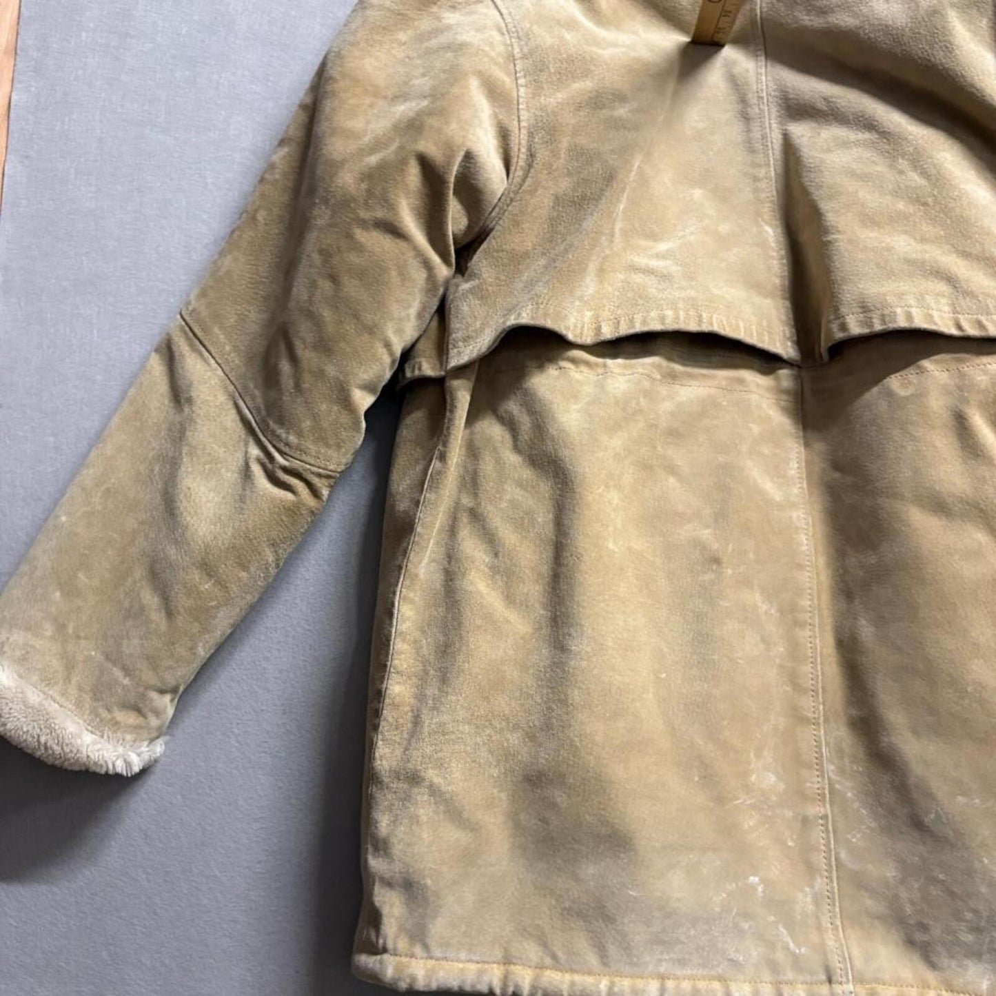 Wilsons Leather Suede Hooded Jacket Womens Medium Tan Faux Fur Lined Coat