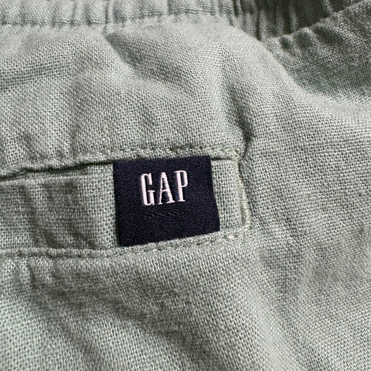 Gap Linen Blend Pants Womens Small Green Wide Leg Drawstring Elastic Waist
