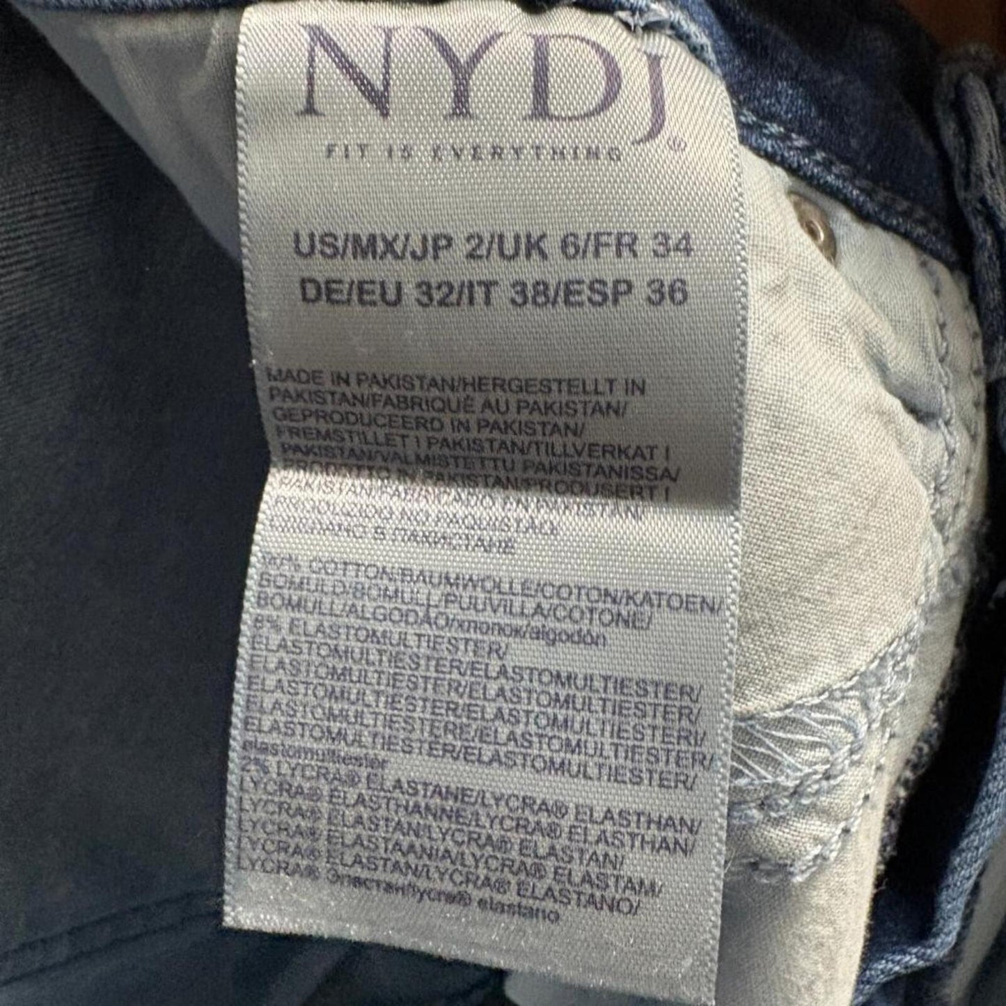 NYDJ Sheri Slim Jeans Womens Size 2 Blue Denim Stretch High Rise Pants