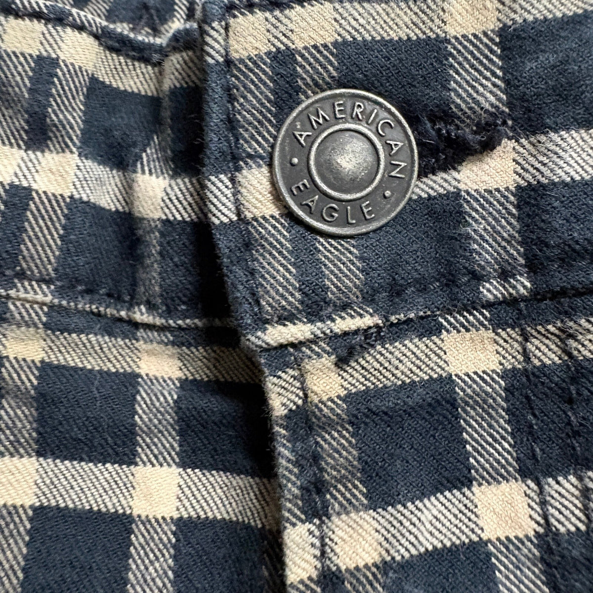 American Eagle Plaid Pants Womens Size 10 X-Long High Waist Stretch Mom Jean